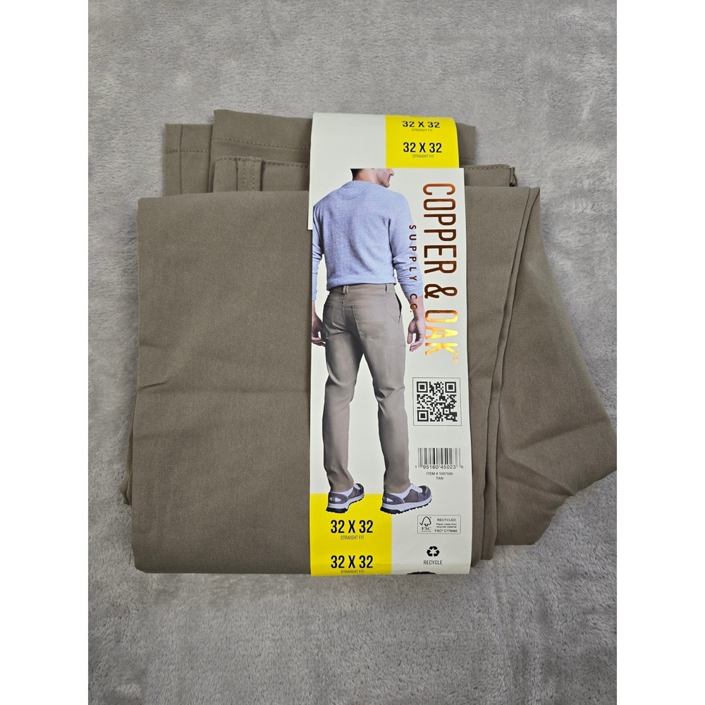 Copper & Oak Tech Utility Pant Mens 32x32 Tan Straight Stretch Security Pocket